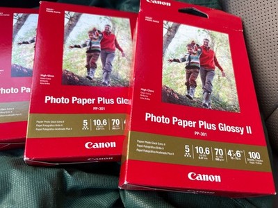 3- Canon PP-201 Photo Paper Plus Glossy II, 4x6 inch  - 100 Sheets per box. 