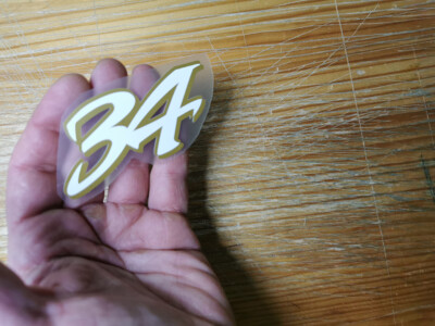 Kevin Schwantz 34 bib number X1 white gold decal vinyl stickers