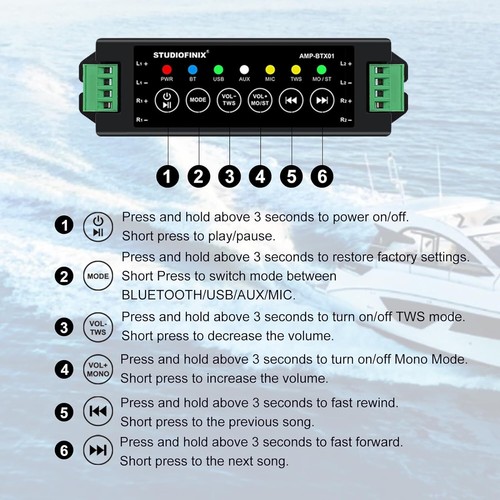 4" Marine Bluetooth Speakers Waterproof Surface Mount Speakers for UTV ATV - Picture 22 of 23