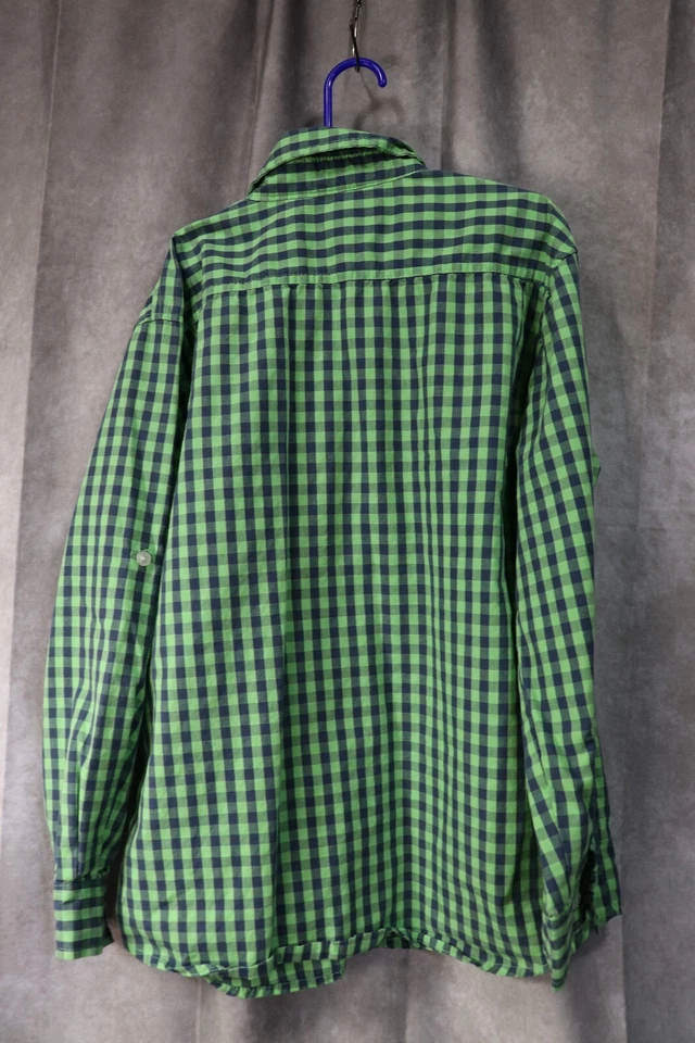 Английская прачечная мальчика зеленый синий чек узор длинным рукавом на пуговицах размер 12 - Изображение 3 из 4