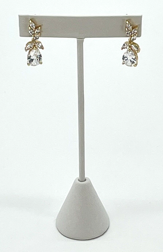 Kirks Folly Endless Elegance Gold Tone Icy Crystal Clear CZ Pierced Earrings New