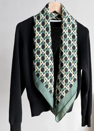 Pure 18Momme Twill Silk Wrap Scarf Bandanna bamboo weaving Print Square Shawl 35 - Bild 6 von 12