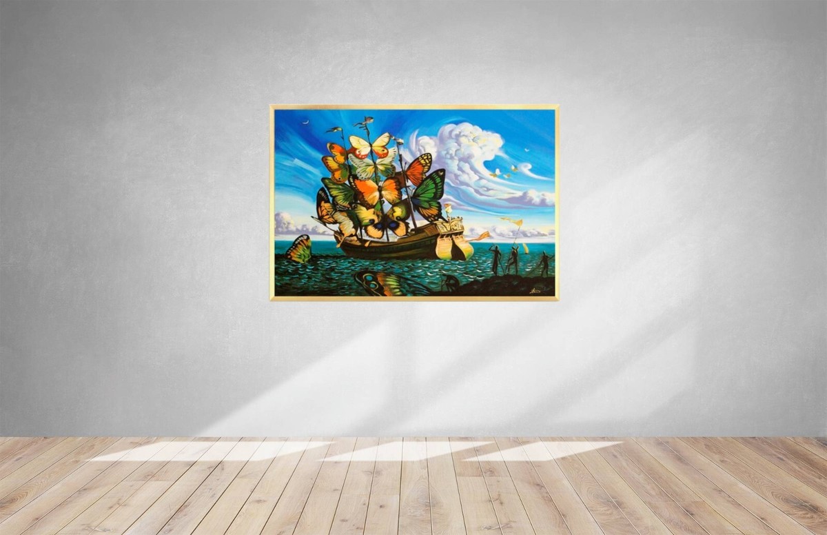 Salvador Dali 93x63cm con Telaio Dipinto a Olio Murale