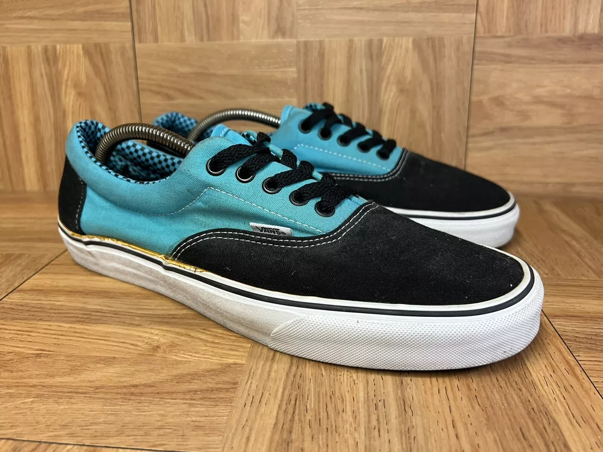 luchthaven Hallo strategie RARE🔥 VANS Era Black Turquoise Aqua Blue Sz 10.5 Skateboarding Shoes  Checker | eBay