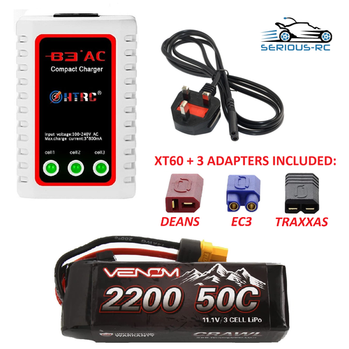 Venom RC Car Battery 11.1v 3S LiPo 2200mAh XT60 DEANS EC3 TRAXXAS