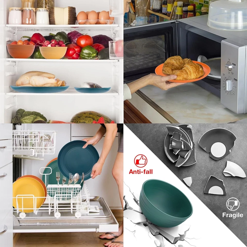 32-Piece Wheat Straw Dinnerware Set for 8, Unbreakable, Microwave Safe - Image 3 of 4