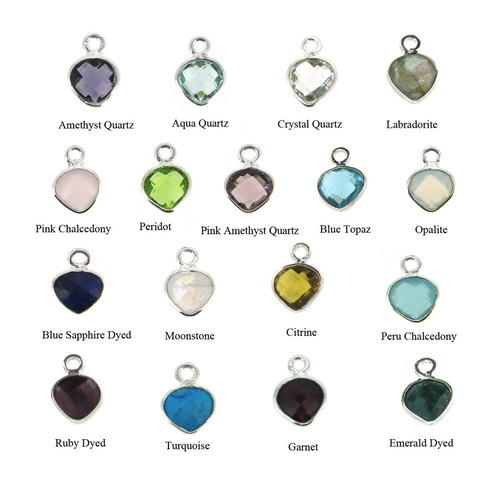 Gemstone Pendant-7x10mm Faceted Heart Shape-Tiny Charm (Sold Per 2 Pieces) - Picture 1 of 37