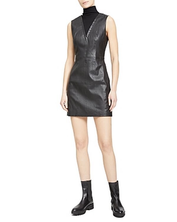 Theory Urba Leather Sheath Dress, 10 / Black