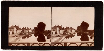 St Amand Cher.Canal du Berry.Stereo Stereo Photo Stereoview.Silber.8,5x18cm.1900.