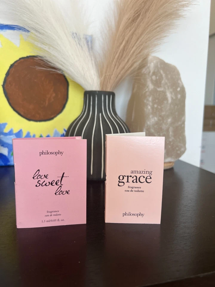 2 PIEZAS MUESTRAS CARDADAS FILOSOFÍA Frasco LOVE SWEET LOVE & ASZING GRACE EDT NUEVO Foto 4 de 4