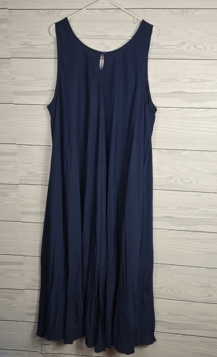Soft Surroundings 2X Mizu ärmelloses Crinkle Maxi Neckholder Schlupfkleid dunkelblau - Bild 6 von 10