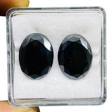 2 Pcs Black Moissanite 17.3-17.7mm Oval Cut Top Quality Loose Gemstones Pair