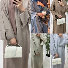 Muslim Women Plain Abaya Loose Maxi Dress Dubai Kaftan Islamic Casual Turkey New