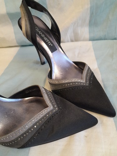 Stunning satin shoes, diamante decoration, A GIANNETTI, size 38, hardly worn - Picture 11 of 13