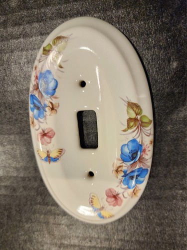 Light Switch Plate Oval Floral Porcelain Ceramic Victorian Romantic Country - Picture 3 of 5