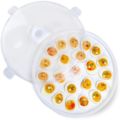Deviled Egg Platter White Deviled Egg Containers Carrier Trays with Lid for P...