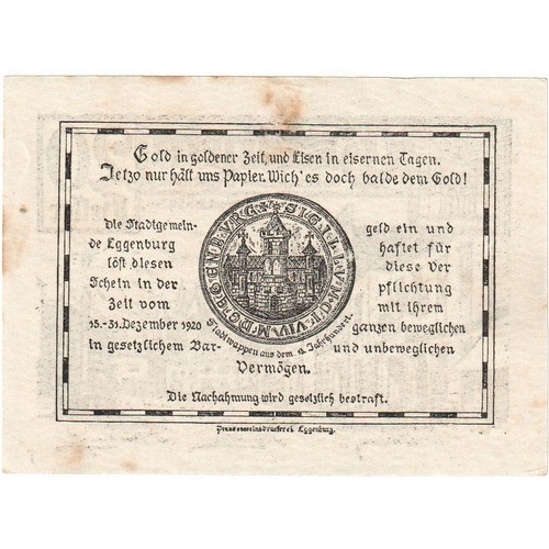 [#289273] Austria, Eggenburg, 20 Heller, 1920-12-31, EF - Afbeelding 2 van 2