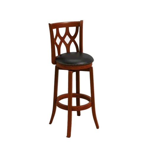 Boraam Bar Stool 43.5"x18"x19.5" Cherry Swivel Cushioned w/Foot Rest+Nailhead