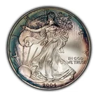 2004 1 oz Silver American Eagle - PQ Neon Rainbow Rim Toning - BU - E3441