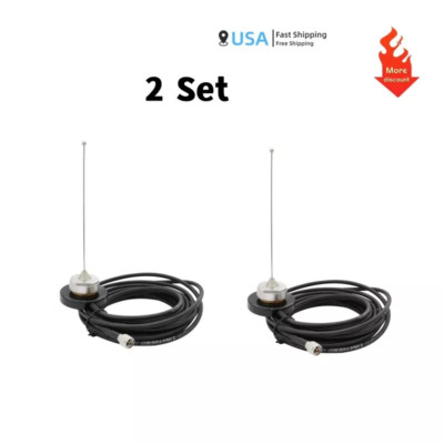 UHF 380-430MHz NMO Antenna NMO Mount to UHF MINI RG58 Cable For Mobile Radio 2X