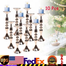 10pcs Gold Candelabra Candle Holder Metal Free Standing Vase Centerpiece Stand