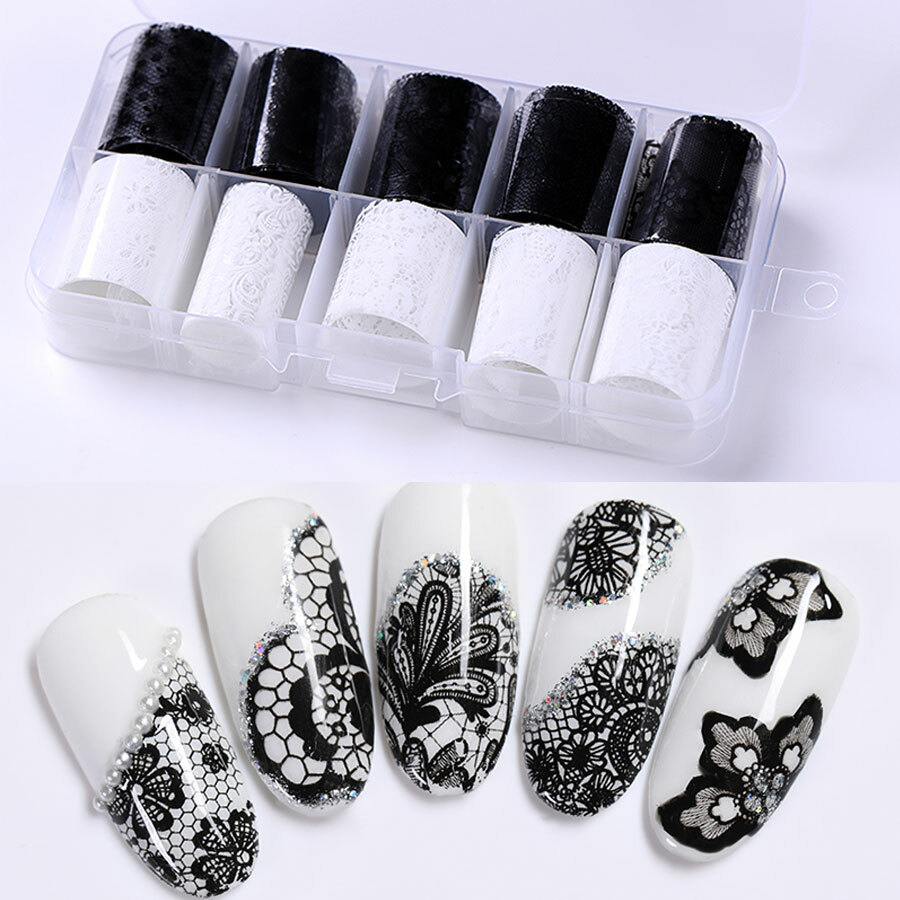 10 Rolls/Box Iridescent Nail Foils Xmas Nail Art Transfer Stickers La | eBay