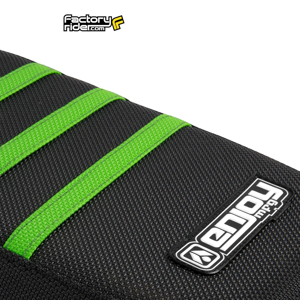 Cubierta de asiento con pinza Kawasaki KLX 250 S KLX 300 1994-2008 costillas negras/verdes #117 Foto 4 de 4