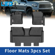 3Pcs Floor Mats for 2014- 2021 Toyota Tundra CrewMax All Weather TPE Floor Liner