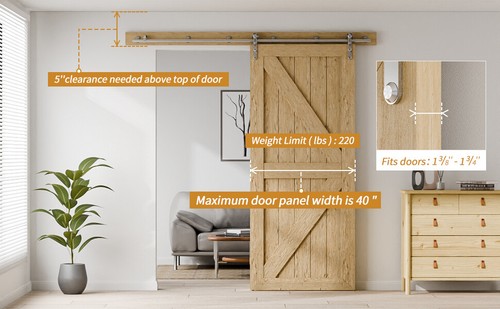 CCJH 4FT-14FT Stainless Steel Sliding Barn Door Hardware Closet Track Kit - Picture 14 of 19