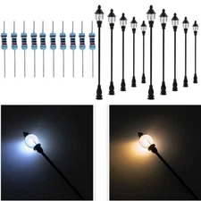 10pcs 8.5cm Model Railroad Train OO/HO Scale Lamp Posts Led Street Light Lamp