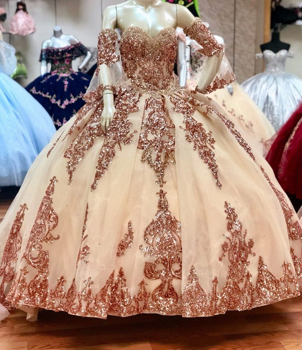 rose gold quinceanera dresses