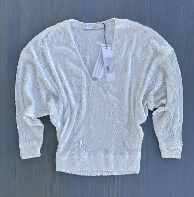 IRO White Sequin Long Sleeve Top NWT $495 Size 36