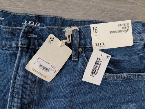 A.N.A hoch geschnittene Denim Boyfriend Shorts Größe 16 abgenutzt 5" Schrittlänge neu mit Etikett - Bild 4 von 7