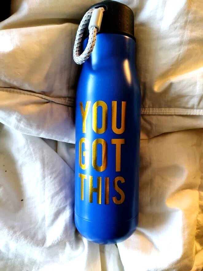 You Got This Botella de Agua Azul Cobalto Aluminio con Letras Doradas 10" de Alto Foto 4 de 4