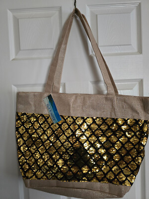 Isla Bonita Womens Tote Gold Sequins Bag B763