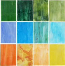 10 Sheets Stained Glass Variety Pack 4x6” Mixed Opaque Mosaic Craft Tiles