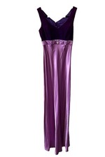 Vintage Y2K Roberta Purple Velvet Satin Maxi Gown Whimsigoth Prom Dress S Glam