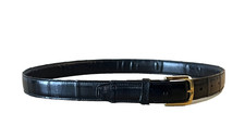 VINTAGE MADE IN KOREA GENUINE EELSKIN BLACK LEATHER BELT ADULT SIZE 32