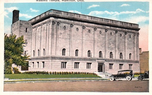 Postkarte Oh Hamilton Ohio Freimaurer Tempel weißer Rand Vintage PC M465
