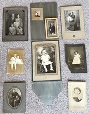 Lot of 9 Antique Portrait Photographs Late 1880  s Early 1900  s Families Children