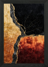 Abstract Gold, Black, and Copper Ar Framed Wall Art Poster Canvas Print Picture