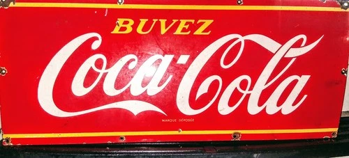 Coca-Cola Vintage Red Advertising Sign French Language Soda Theme