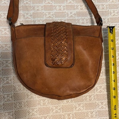Valenca Holland Brown Leather Crossbody Bag with Braided Detail