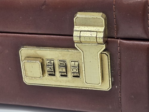 Maletín de cuero marrón Starco vintage con pestillos de trabajo e instrucciones - Imagen 23 de 24