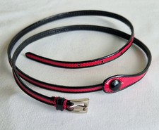 PRADA Pink Skinny Belt 34 Patent Leather Italy 85 Black Button £270 Vintage Rare