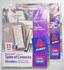 Avery Ready Index Executive Kit 15 Tabs Dividers 2 Sets PRI21315 #98e