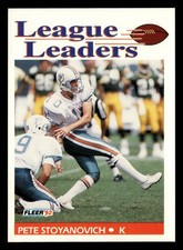 Pete Stoyanovich 1992 Fleer League Leaders #458 Miami Dolphins *216
