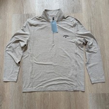 Callaway Men  s Medium Lightweight 1/4 Zip Golf Pullover Khaki Tan NWT 88