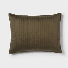 King Washed Cotton Sateen Quilt Sham Dark Olive Green - Threshold: 250