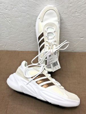 New Adidas Ozelle Women's Running Shoes White Bronze Suede Mesh Size 8 NWT